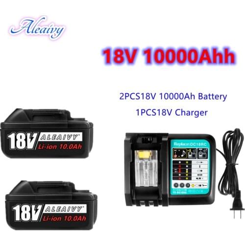 100% New BL1860 Rechargeable Battery 18 V 10000mAh Lithium ion for Makita 18v Battery BL1840 BL1850 BL1830 BL1860B LXT + Charger