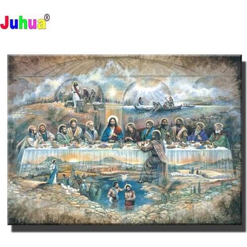 5D Diy Diamond Painting Cross Ctitch Kits"Last Supper"Diamond Mosaic Embroidery Portrait Religion 3d Painting Round Drill gift