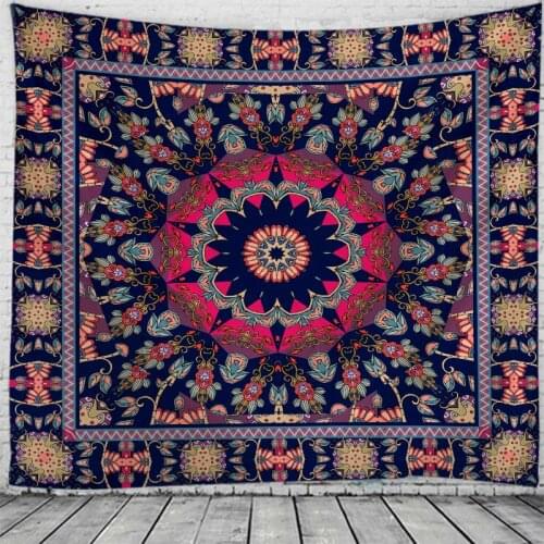 Bohemian Ethnic Style Print Wall Tapestry Tapestries Wall Hanging Flower Psychedelic Tapestry Wall Hanging Decor Halloween Deco