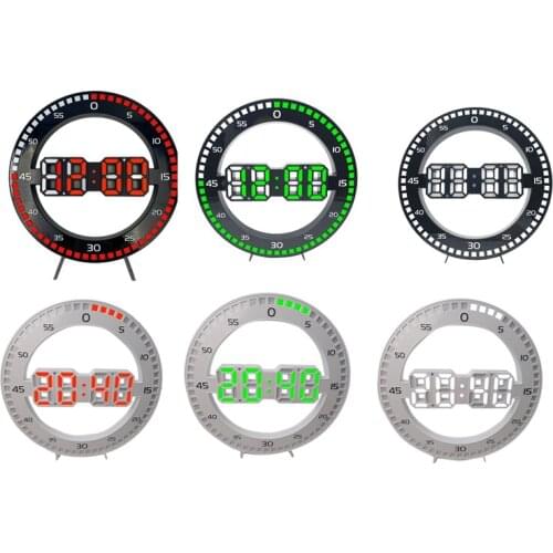 3D Large Digital Alarm Wall Clock with Temperature Date LED Luminous USB Desk Clocks for Bedside Table Home