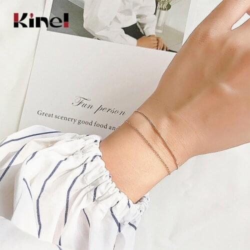 Kinel 925 Sterling Silver Simple Double Layer Snake Bone Chain Bracelet for Women Bracelet &Bangle Wedding Party Jewelry