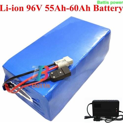 Brand cells 96v 60Ah battery 50Ah lithium battery 18650 li ion for bike 100A BMS motor tricycle scooter + 109.2v 10A charger