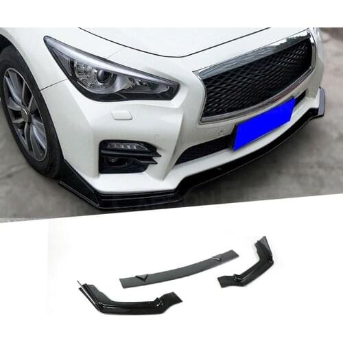 3pcs For Q50 2018 3PCS ABS Car Front Bumper Lip Spoiler Splitters For Infiniti Q50S 14-2019 Auto Exterior Parts Head Chin Shovel