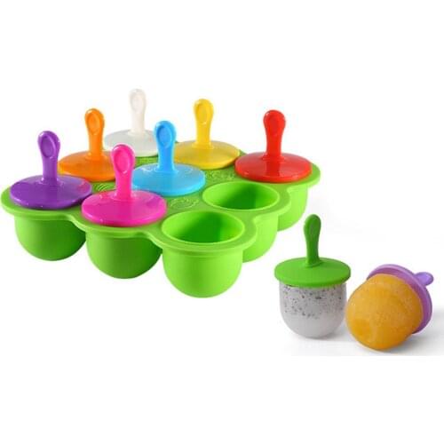 9 Holes Ice Cream Mold Reusable Round Food Making Ice Lolly Mold Ice-making Freezing Maker Ice Cube Mold