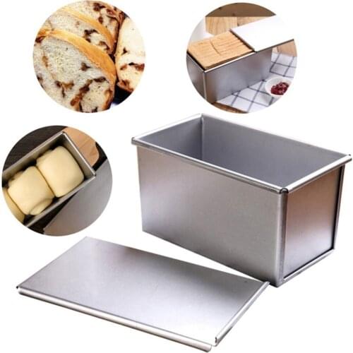 450g Aluminum Alloy Silver Non-Stick Bread Loaf Meatloaf Pan With Lid Iron Toast Cake Mold Kitchen Bakeware 450g Baking Supplies