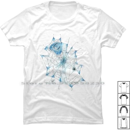 Spiderweb T Shirt 100% Cotton Illustration Spider Web Spider Doodle Moon Copy Web We Pi