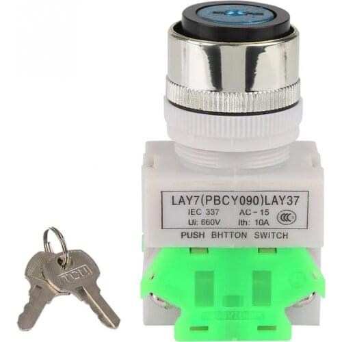 LAY37-20Y/31 Operated Switch DPST 3 Position Rotary Selector Key Lock Switch 2S 22MM Mount Stable And Reliable