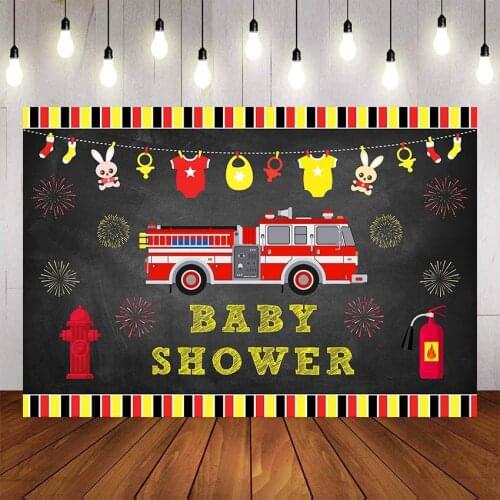 Mehofond Photography Background Fire Truck Theme Happy Birthday Baby Shower Fireman Decoration Backdrops Photo Studio Props