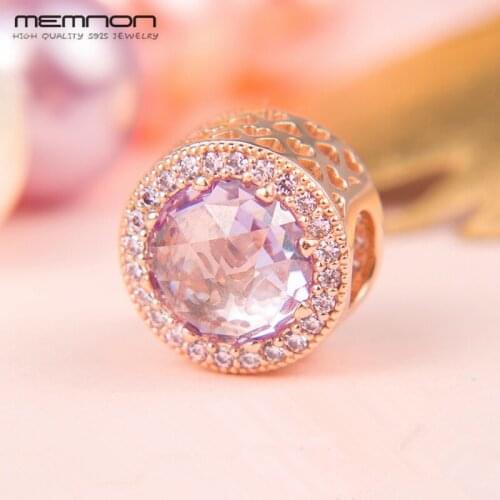 Memnon 2018 mothers day gift rose Lavender Radiant Hearts charms fit 925 Sterling Silver bead Bracelets Women DIY fine jewelry