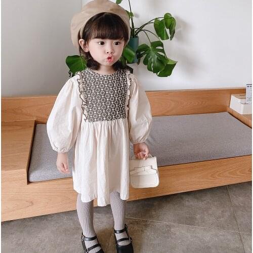 New girl dress color splicing dress princess dress childrens wear 3-8 years old baby girl clothing