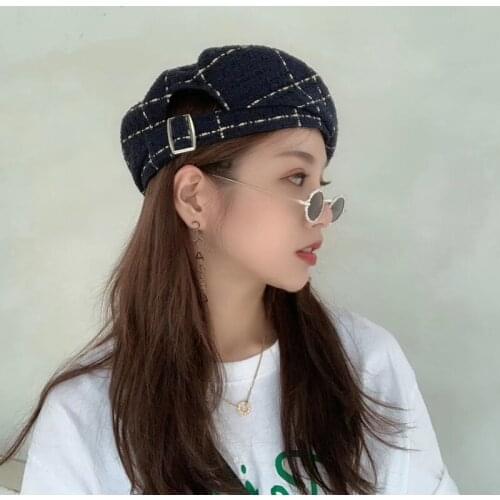 Autumn Winter Hats for Women Solid Gold Grid Octagonal Newsboy Cap Men Ladies Casual Wool Hat Winter Beret Women Painter Caps
