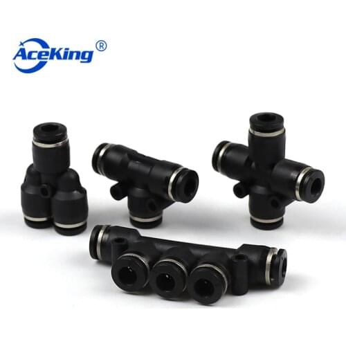 Pneumatic pipe plastic joint PZA four-way PK five way three-way PY PE4 / 6 / 8 / 10 / 12 / 16mm T-type Y-type TEN-type