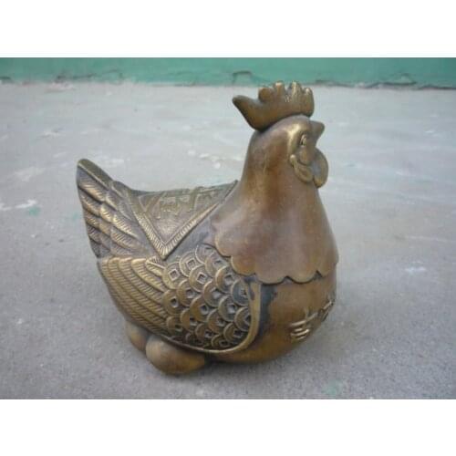 Rare old Qing Dynasty copper Statue/ Sculpture-- The Hen,with mark,best collection&adornment,free shipping