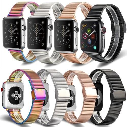 Compatible for Iwatch Band strap 38/40MM42/44MM Replacement Stainless Steel Metal Snap Buckle Band strap Series 6/5/4/3/2/1