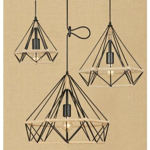 Northern European Edison Village loft Personality Restaurant theme Decoration led Pendant Lighting Deco Lamps Rope Lamp Legno