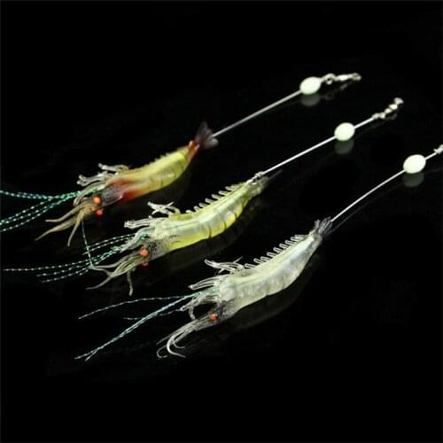 Silicone Shrimp Soft Lure 9cm/6g Fishing Artificial Bait With Glow Hook Swivels Pesca Rigs Fishing Lure 1pcs