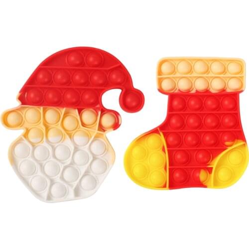 Silicone Christmas Colorful Cartoon Push Bubble Art Decor Autism Puzzle Relaxing Reliver DecompressionKidToy Adult Children Gift