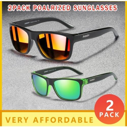 DUBERY Brand 2Pack Mens Polarized Fishing Sport Cycling Style Sunglasses UV400 Protects The Eyes And Blocks Dazzling Glare D182