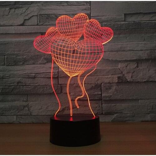 New Four Balloon Led 3d Light Fixtures Creative Home 3d Colorful Touch Acrylic Led Night Light Lovely 7 color change 3D Lamp