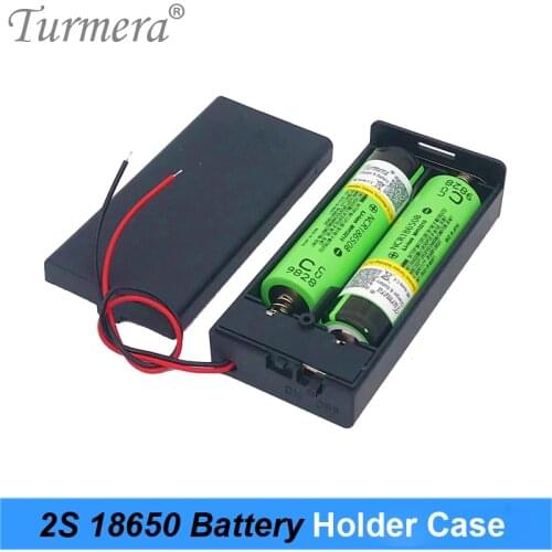 Turmera 3.7V 2x 18650 Battery Holder Connector Storage Case Box with ON/OFF Switch with Cable for Power Bank or Battery Pack Use