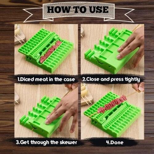 Barbecue Meat Skewer Device Machine BBQ Meat String Device Quick Portable Meat Skewer Box Easy Skewer Tools, Durable and