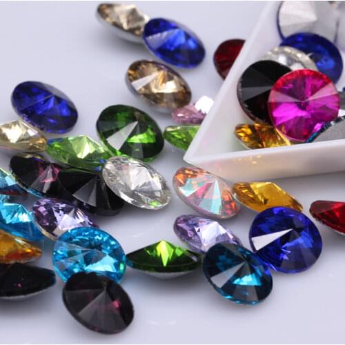 All-Sizes Rivoli Round fancy stone pointed back Glass Crystal rhinestones diy garment necklace brooch Jewelry making accessories