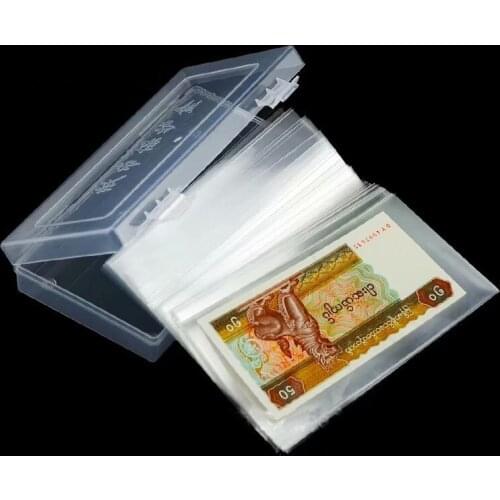 100 Pcs Currency Sleeves with Storage Case, Clear Dollar Bill Holder Protector for Collectors, Plastic Money Holder for Cash