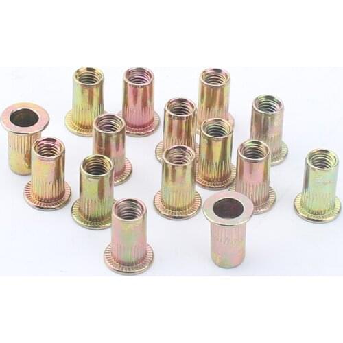 1000PCS M5 Carbon Steel Flat Head Rivet Nuts Iron Insert Riveting Nuts Wholesale Price