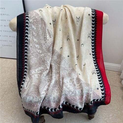 2021 Warm Scarf Headscarf for Women Cotton Soft Pashmina Large 180*90cm Print Splice Female Neckerchief Hijab Foulard Bandana