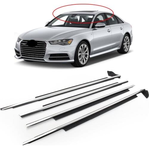 4x Chrome Car Weatherstrip Window Moulding Trim Auto Seal Belt For Audi A6 C7 2012 2013 2014 2015 2016 2017 2018