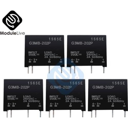 5PCS DC-AC Relay Module G3MB-202P G3MB 202P PCB SSR In 5V DC Out 240V AC 2A Solid State Relay Module Board For Arduino