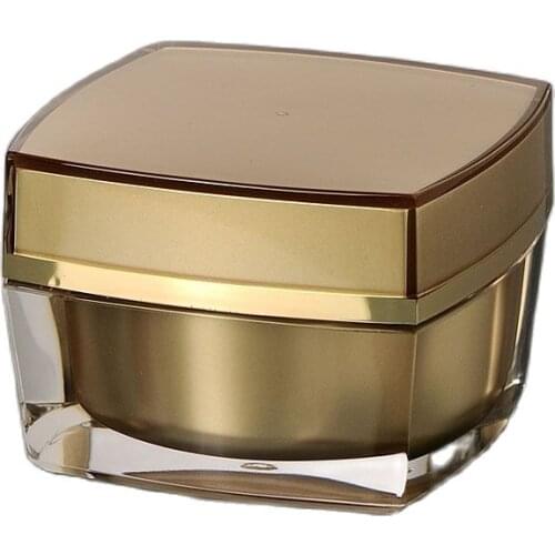 50G gold square shape plastic acrylic jar/pot/tin bottle night cream/eye cream/gel/essnce/moisturizer/plastic jar packing