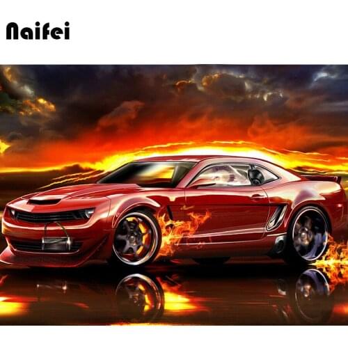 5D Diamond Painting Resin Red sport car Diamond Embroidery Scenery Full Square Diamond Mosaic Picture Of Rhinestones Handmade
