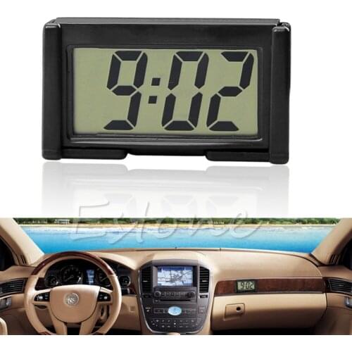 Car Auto Interior Dashboard Desk LCD Screen Digital Clock Self-Adhesive Bracket