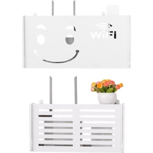 Wireless Wifi Router Storage Box Wood-Plastic Shelf Wall Hangings Bracket Cable Storage Home Decor