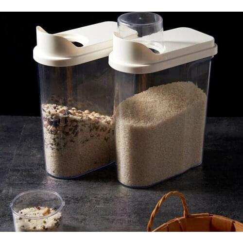 2.5L Large Plastic Sealed Cans Insect-proof Miscellaneous Grains Rice Storage Jars Food Containers With Measure Cup