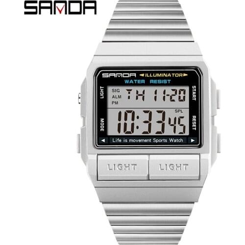 SANDA Top Brand Men Women Watches Military Sports LED Digital Watch Men Fashion Steel Waterproof Clock Relogio Masculino 2007