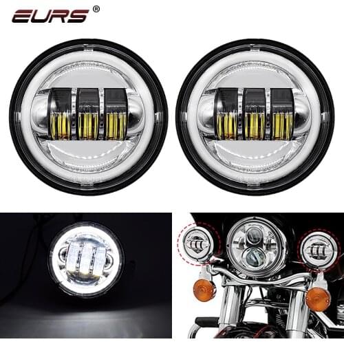 EURS 1PCS 4.5“ Motorcycle Chrome Black Moto LED Auxiliary Spot Fog Passing Light 4.5Inch LED Fog Light Motorcycle Parts