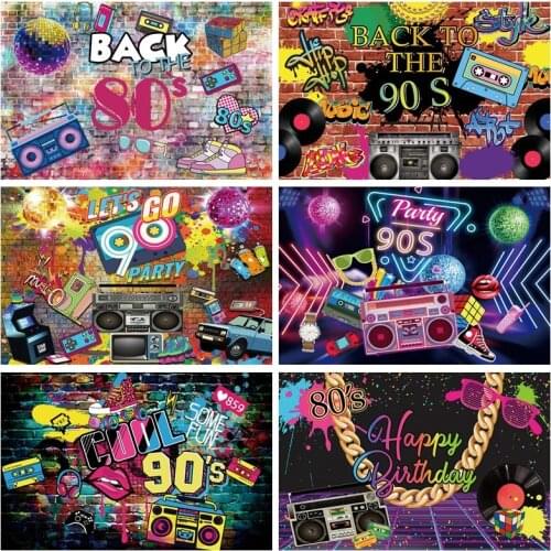 Yeele 80s 90s Party Backdrops Disco Theme Retro Adult Birthday Background Spotlight Sign Neon Photocall For Photo Studio Props