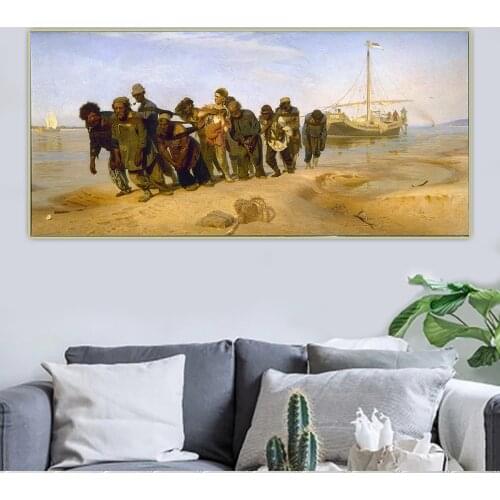 Ilya Efimovich Repin《Barge Haulers on the Volga》Canvas Oil Painting Aesthetic Poster Picture Wall Hanging Decor Home Decoration