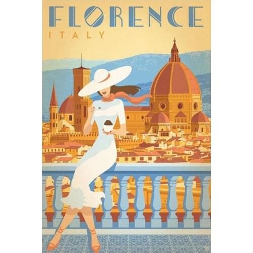 Florence Italy Retro Metal Tin Sign ,Florence Italy Tin Sign Wall Plaque Art Poster