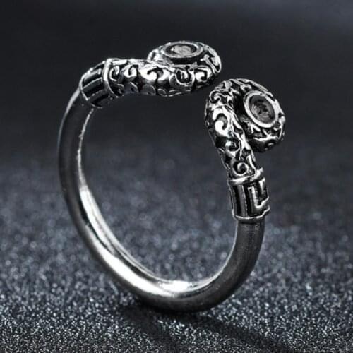 Vintage Ancient Silvery Color The Monkey King Open Rings for Men Punk Hip Hop Carve Adjustable Ring Fashion Jewelry Best Gift