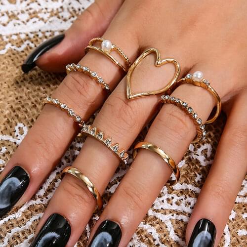 Fashion Jewelry Rings Set Hot Selling Metal Alloy Hollow Round Women Finger Ring For Girl Lady Party Wedding Gifts