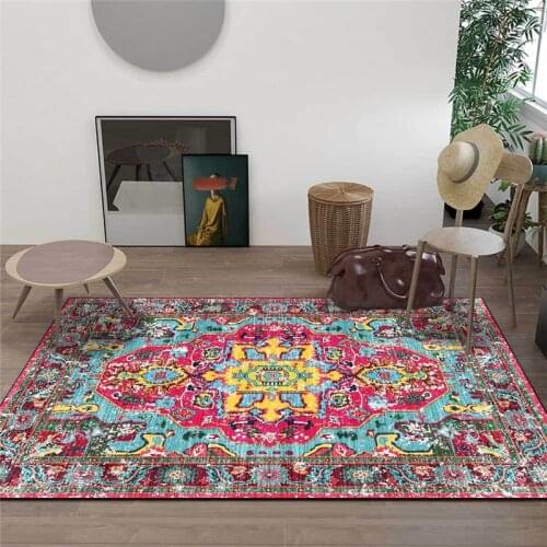 Retro Persian Ethnic-Style Rug European-Style Blue-Yellow-Red Purple Carpet Living Room Bedroom Bed Blanket Kitchen Floor Mat