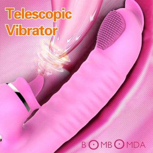 Rabbit Dildo Vibrators Telescopic Vibration Realistic Tongue Licking Dildo Vibrators G Spot Stimulator Adult Sex Toys for Women