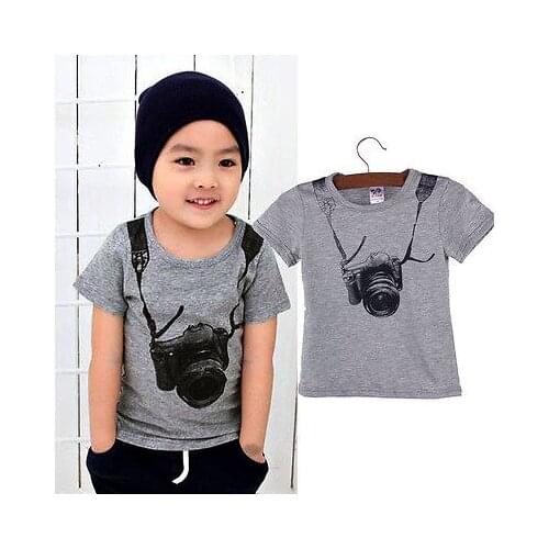 Citgeett Kids Summer Clothing Boys Camera Short Sleeve Tops O Neck T Shirt Tees Clothes