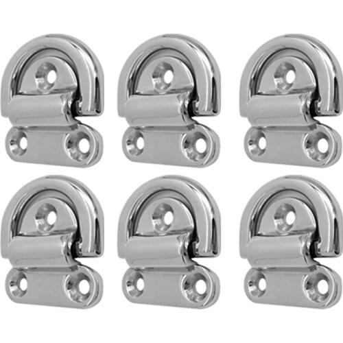 MagiDeal 6x Marine 316 Stainless Steel Folding Deck Pad Eye/Lashing Ring 9mm