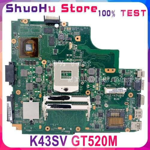 KEFU K43SV Motherboard For ASUS K43SM K43SJ A43S K43SV Laptop Motherboard Tested 100% work original Mainboard GT520M