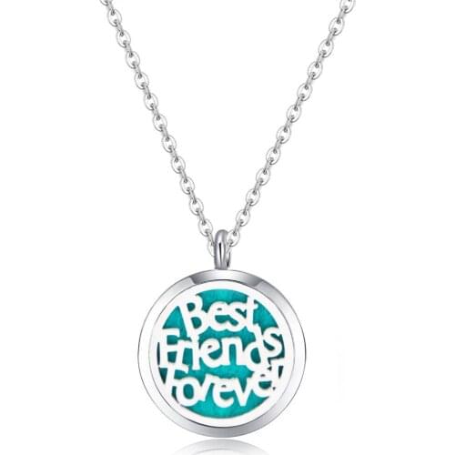 10pcs mesinya Best Friends Forever (30mm) Aromatherapy / Essential Oil surgical Stainless Steel Diffuser Locket Necklace