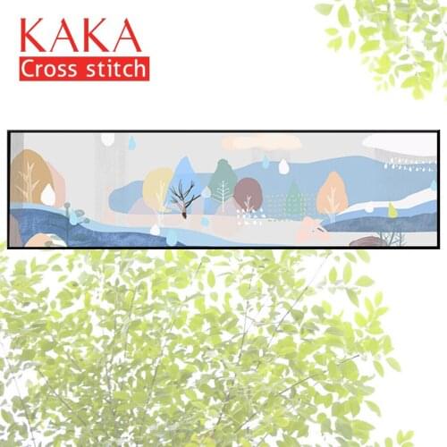 KAKA Cross stitch kits Embroidery needlework sets with printed pattern,11CT canvas,Home Decor for garden House,5D Cartoon Forest